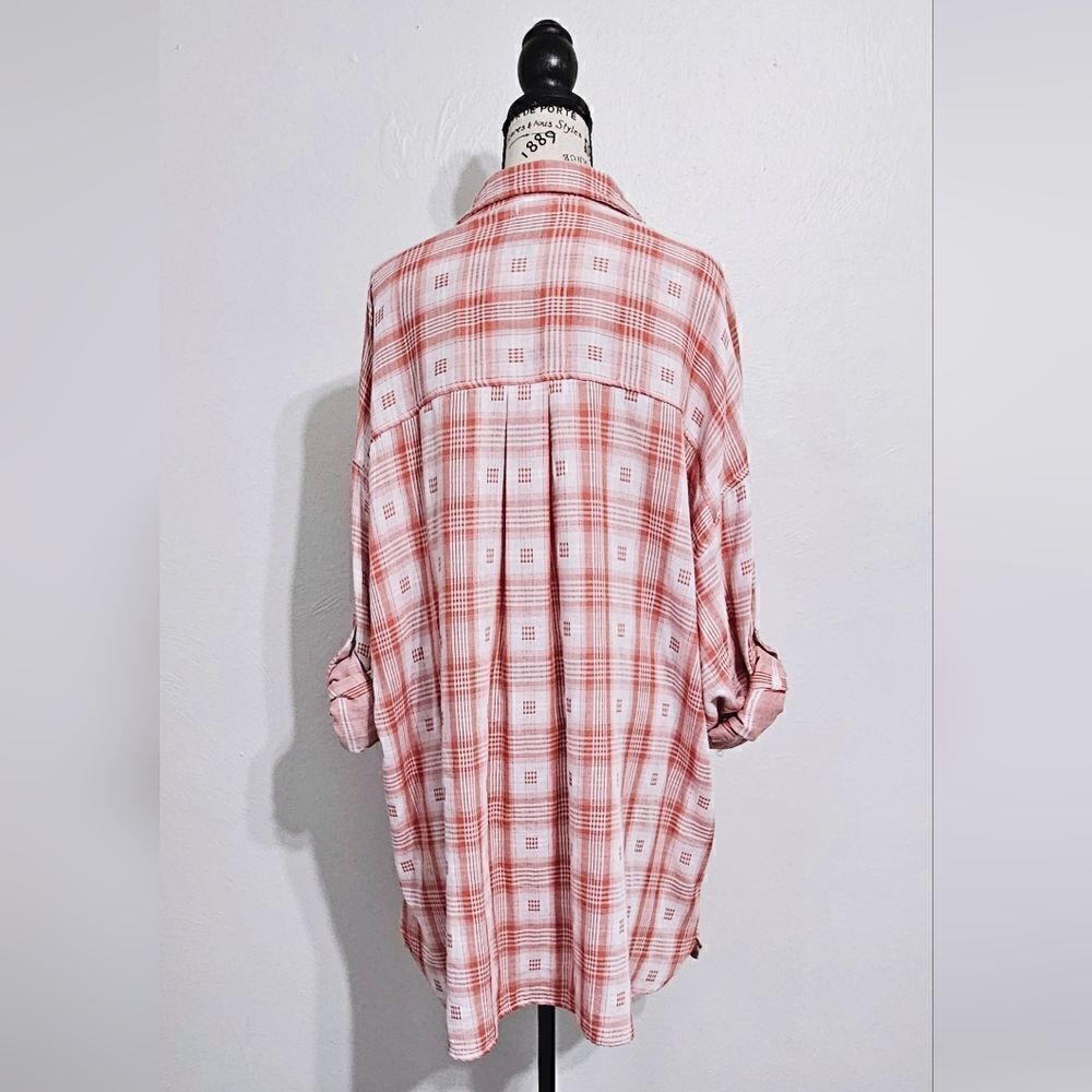 Max Studio Checkered Button-Up Oversized Tunic Sh… - image 5